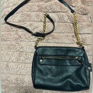 BP Elegant Black Crossbody Bag with Gold Chain